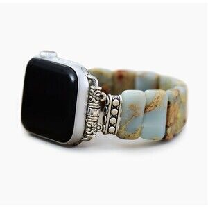 Apple Watch Strap Cape Diablo Earth Tibetan Jasper Stretch Watch Band Size Large